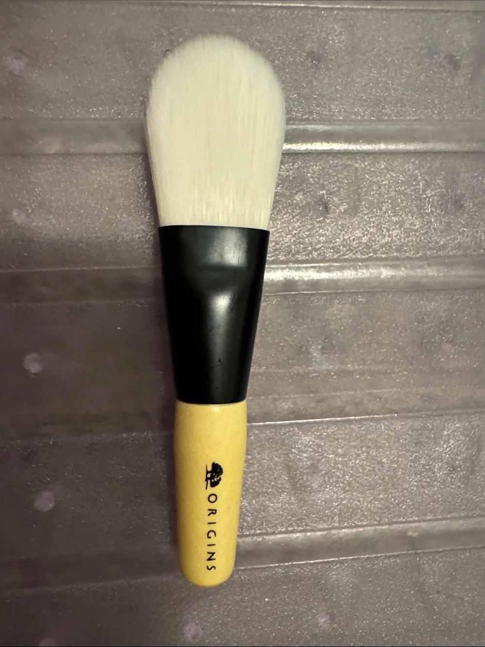 An individual face mask Brush with White Bristles and Natural Handle - brand new